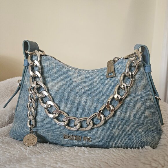 MADDEN NYC Light Blue Demin Mini Purse - Picture 1 of 4